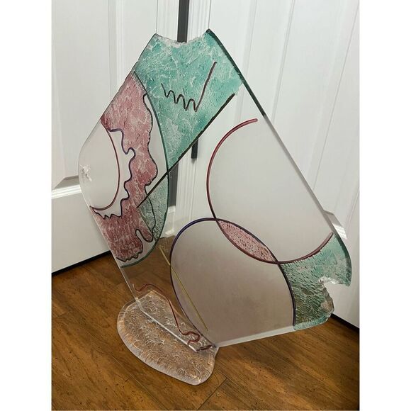 Signed Vintage crackled Abstract Acrylic Sculpture - Picture 2 of 12